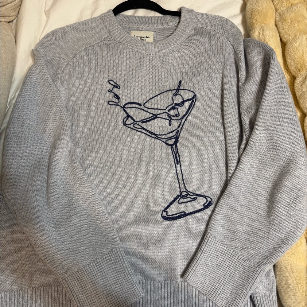 Abercrombie & Fitch Light Gray Sweater with Martini Design